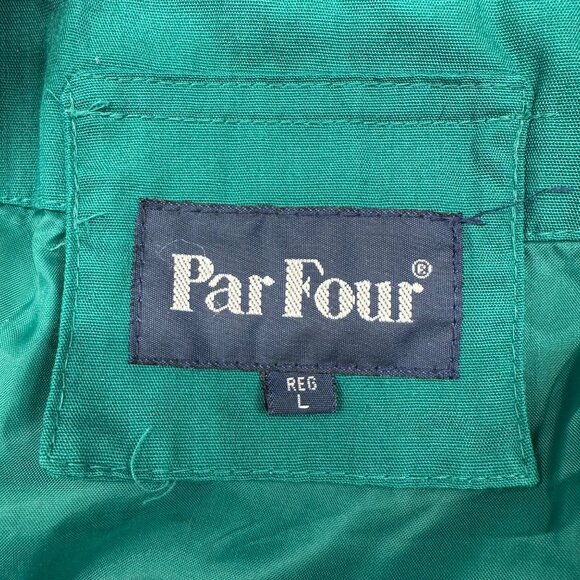 Vintage Bomber Jacket Par Four 1990s Teal Size Large Zip Up Pockets Retro - Picture 4 of 10